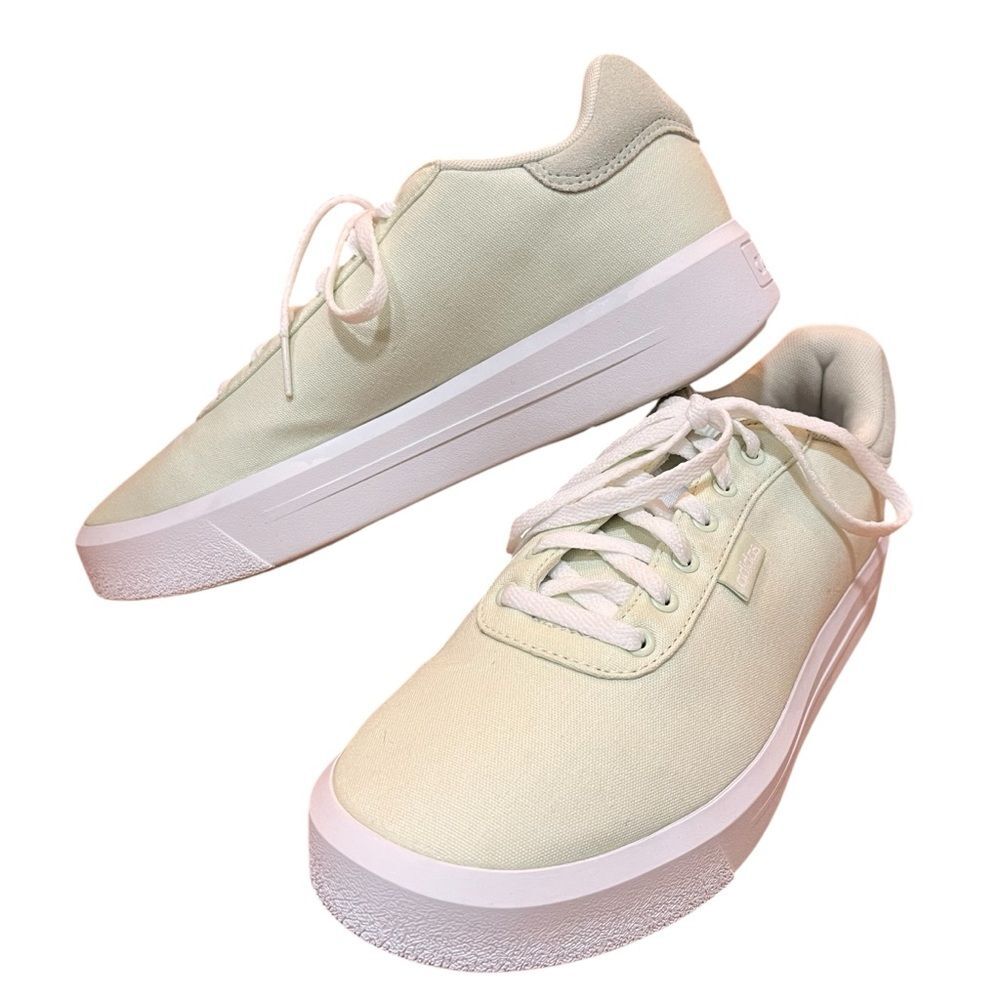 Adidas Cream Canvas Sneakers Court Platform Skateboarding Trainers Sports Summer
